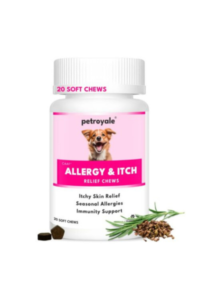 Pet Royale Anti-Itch Chews for Dogs – Natural Allergy Relief Supplement with Omega Fatty Acids, Skin & Coat Support, Hot Spot and Seasonal Itch Relief